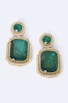 Buy_Moh-Maya By Disha Khatri_Green Diamonds, Stones Emerald Embellished Pendant Necklace Set _Online_at_Aza_Fashions