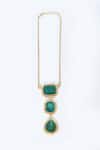 Moh-Maya By Disha Khatri_Green Diamonds, Stones Emerald Embellished Pendant Necklace Set _at_Aza_Fashions