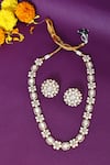Shop_Moh-Maya by Disha Khatri_Gold Plated Diamonds, Stones Polki Embellished Necklace Set _at_Aza_Fashions
