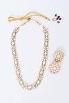 Shop_Moh-Maya by Disha Khatri_Gold Plated Diamonds, Stones Polki Embellished Necklace Set _Online_at_Aza_Fashions