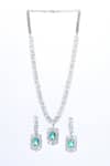 Buy_Moh-Maya By Disha Khatri_Green Stones, Zari Embellished Pendant Necklace Set _Online_at_Aza_Fashions