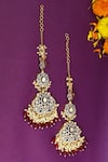 Shop_Moh-Maya by Disha Khatri_Gold Plated Zirconia Embellished Earrings _at_Aza_Fashions