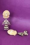 Shop_Moh-Maya By Disha Khatri_Gold Plated Beads, Diamonds Kundan Embellished Round Shaped Earrings _at_Aza_Fashions