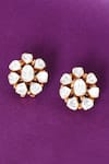 Shop_Moh-Maya by Disha Khatri_Gold Plated Diamonds, Stones Kundan Polki Embellished Stud Earrings _at_Aza_Fashions