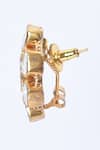 Shop_Moh-Maya by Disha Khatri_Gold Plated Diamonds, Stones Kundan Polki Embellished Stud Earrings _Online_at_Aza_Fashions