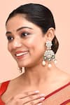 Buy_Moh-Maya by Disha Khatri_Green Kundan And Pearl Embellished Earrings _at_Aza_Fashions