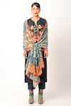 Shop_Jajaabor_Blue Silk Chanderi Printed Ramayana And Floral Dupatta _at_Aza_Fashions