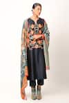 Jajaabor_Blue Silk Chanderi Printed Ramayana And Floral Dupatta _Online_at_Aza_Fashions