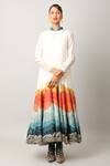 Buy_Jajaabor_Ivory Silk Chanderi Embroidered And Printed Landscape Anarkali & Pant Set _at_Aza_Fashions