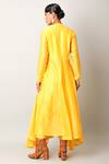 Shop_Jajaabor_Yellow Silk Chanderi Embroidered And Printed Applique Yoke Angarkha & Pant Set _at_Aza_Fashions