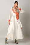 Buy_Jajaabor_Ivory Silk Chanderi Embroidered And Printed Applique Surplice Angarkha & Pant Set _at_Aza_Fashions