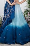 Buy_KIRAN KALSI_Blue Cape And Lehenga Organza Satin Embroidery Floral V Neck Ombre & Set _Online_at_Aza_Fashions