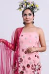 KIRAN KALSI_Pink Tulle Embroidery Floral Square Neck Hand Tunic Sharara Set_Online_at_Aza_Fashions