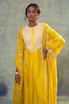 Sonia Khatri_Yellow Silk, Organza Embroidery, Sequins Round Neck Sunny Vivid Suit Palazzo Set _at_Aza_Fashions