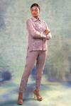 Buy_Sonia Khatri_Purple Muslin, Organza Sequins, Embroidery Collared, Suave Shirt And Pant Set _Online_at_Aza_Fashions