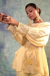 Buy_Sonia Khatri_Yellow Muslin, Organza Embroidery, Sequins Round Glow Majestic Top And Pant Set _Online_at_Aza_Fashions
