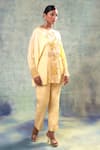 Shop_Sonia Khatri_Yellow Muslin, Organza Embroidery, Sequins Round Glow Majestic Top And Pant Set _Online_at_Aza_Fashions