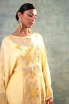 Sonia Khatri_Yellow Muslin, Organza Embroidery, Sequins Round Glow Majestic Top And Pant Set _at_Aza_Fashions