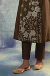 Sonia Khatri_Green Organza, Kota Doria, Silk Embroidery V-neck Kurta And Pant Set _at_Aza_Fashions