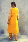 Shop_Sonia Khatri_Yellow Silk, Organza Sequins, Embroidery Split Lightning Kurta And Pant Set _at_Aza_Fashions