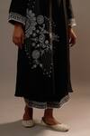 Shop_Sonia Khatri_Black Silk Embroidery V-neck Pankhudi Long Kurta And Palazzo Set _Online_at_Aza_Fashions