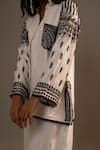 Sonia Khatri_White Summer Silk Embroidery Sequin Stand Collar Flora Shirt With Palazzo _at_Aza_Fashions