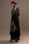 Buy_Sonia Khatri_Black Silk Sequins Mandarin Collar Surmai Mughal Embroidered Kurta With Palazzo _Online_at_Aza_Fashions