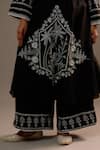 Sonia Khatri_Black Silk Sequins Mandarin Collar Surmai Mughal Embroidered Kurta With Palazzo _at_Aza_Fashions
