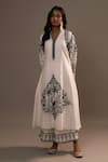 Buy_Sonia Khatri_White Silk Sequins, Embroidery Mandarin Collar Surmai Kurta With Palazzo _at_Aza_Fashions