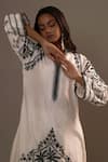 Sonia Khatri_White Silk Sequins, Embroidery Mandarin Collar Surmai Kurta With Palazzo _Online_at_Aza_Fashions