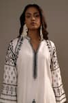 Sonia Khatri_White Silk Sequins, Embroidery Mandarin Collar Surmai Kurta With Palazzo _at_Aza_Fashions