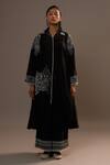 Buy_Sonia Khatri_Black Silk Embroidery Collared Alpana Blossom Kurta With Palazzo _Online_at_Aza_Fashions