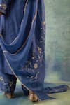 Sonia Khatri_Blue Silk, Organza Sequins, Embroidery V-neck Buttercup Flora Kurta Palazzo Set _at_Aza_Fashions