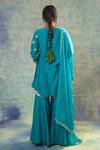 Shop_Sonia Khatri_Blue Organza, Silk Sequins, Embroidery Round Neck Petunia Kurta Palazzo Set _at_Aza_Fashions