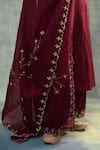 Shop_Sonia Khatri_Maroon Summer Silk Embroidery Dahlia Sequin V Neck Anarkali Palazzo Set _Online_at_Aza_Fashions