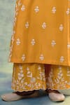 Buy_Sonia Khatri_Yellow Organza, Silk Sequins, Beads, Pearls, Blossom Flora Anarkali Palazzo Set 