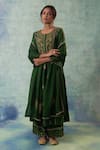 Buy_Sonia Khatri_Green Organza, Silk Sequins, Embroidery Round Bloom Garden Anarkali Palazzo Set _at_Aza_Fashions
