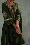 Shop_Sonia Khatri_Green Organza, Silk Sequins, Embroidery Round Bloom Garden Anarkali Palazzo Set _Online_at_Aza_Fashions