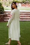Shop_Charu Makkar_Green Chanderi Cotton Flora Patch Pintucked Yoke Dress With Slip _at_Aza_Fashions