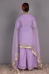 Shop_Charu Makkar_Purple Chanderi Tissue Embroidered Floral Round Kurta Gharara Set_at_Aza_Fashions