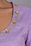 Charu Makkar_Purple Chanderi Tissue Embroidered Floral Round Kurta Gharara Set_at_Aza_Fashions
