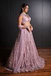 Buy_Ohaila Khan_Pink Tulle Applique Embroidered Sequin Blouse Bridal Lehenga Set  _Online_at_Aza_Fashions