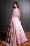 Ohaila Khan_Pink Tulle Embroidered Crystals V Neck Blouse And Lehenga Set  _Online_at_Aza_Fashions