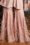 Shop_Ohaila Khan_Pink Tulle Hand Embellished Ostrich Feathers V Kurta And Sharara Set  _Online_at_Aza_Fashions