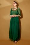 Ohaila Khan_Green Organza And Spun Silk Panna Asymmetrical Sheer Anarkali Set  _Online_at_Aza_Fashions