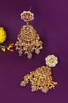 Shop_Just Shradha's_Gold Plated Kundan Crecent Studded Earrings _at_Aza_Fashions