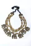 Buy_Just Shradha's_Gold Plated Beads Oxidized Carved Layered Necklace_Online_at_Aza_Fashions