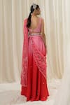 Shop_Ease_Pink Satin Organza Embroidered Jaal V Neck Palazzo Saree Set _at_Aza_Fashions