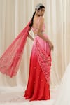 Buy_Ease_Pink Satin Organza Embroidered Jaal V Neck Palazzo Saree Set _Online_at_Aza_Fashions