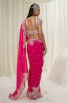 Shop_Ease_Pink Saree Viscose Organza Embroidered Pearls Square Neck Border With Blouse _at_Aza_Fashions